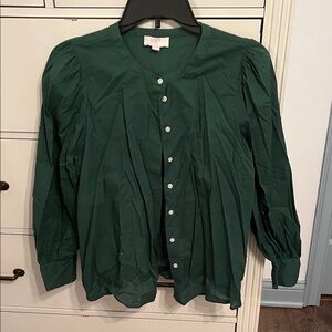 LOFT Emerald Green Button-Front Blouse